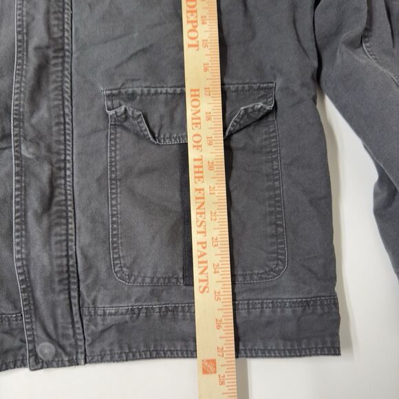 Wenven Military Style Button Snaps Full Zip Canvas Jacket Lined Gray Men XL GUC - Picture 10 of 12